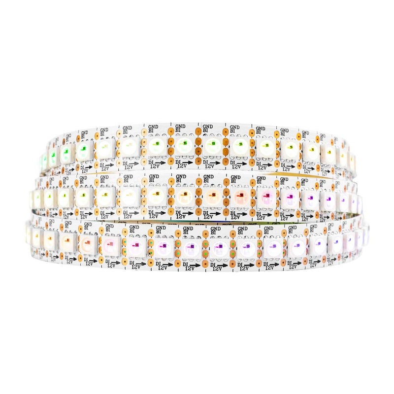 BTF-LIGHTING WS2815 (Upgraded WS2812B) 3.2ft 144(2x72) Pixels Magic Dream Color Individually Addressable RGB LED Flexible Strip Light 5050 SMD Dual Signal IP30 Non-Waterproof DC12V White PCB - Image 1